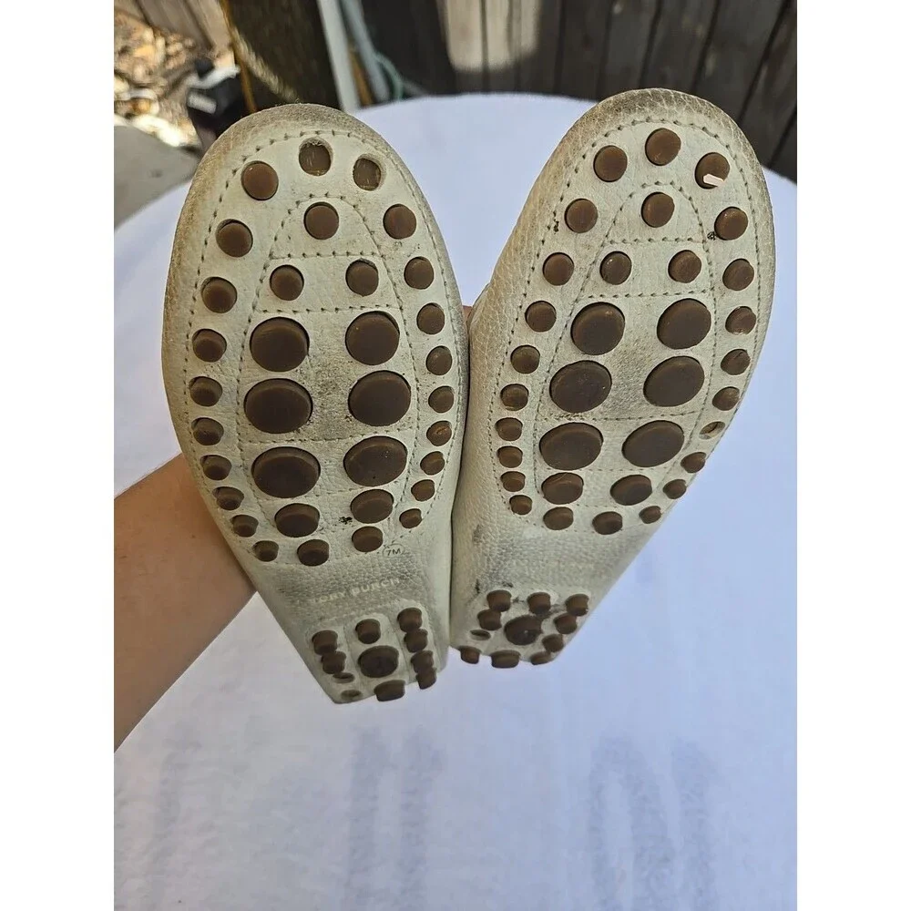 Tory Burch Kendrick Gold Pebbled Leather Moccasin Drivers Driving Loafers 5.5 M